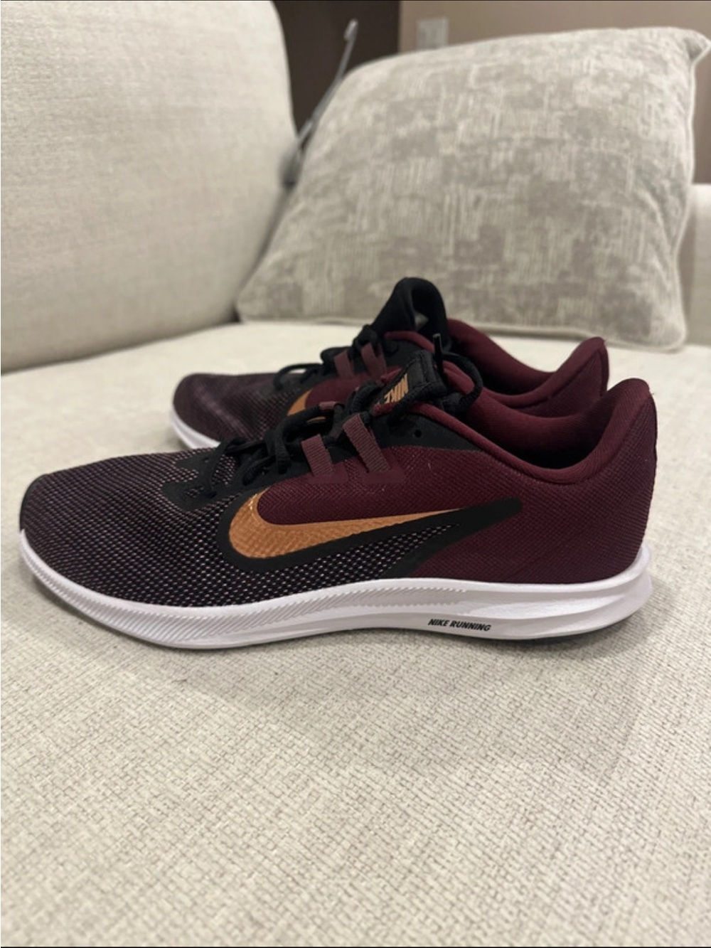 Nike Men's Athletic Shoes - Burgundy with Gold Swoosh